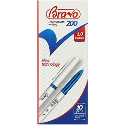 BALL PEN SASCO BRAVO 200 1.0MM MED 1X10 BLUE