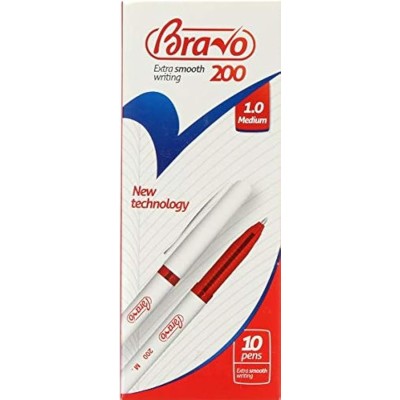 BALL PEN SASCO BRAVO 200 1.0MM MED 1X10 RED