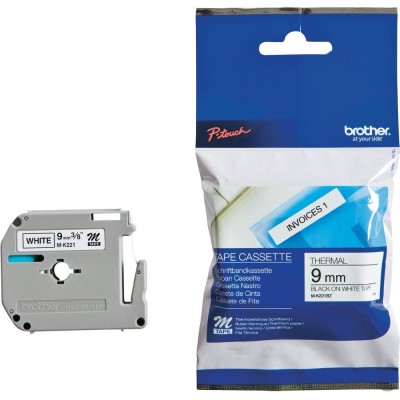 LABELLING TAPE PTOUCH  9 MM BLACK ON WHITE 8 MTR BROTHER MK221