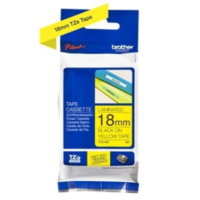 LABELLING TAPE PTOUCH 18 MM BLACK  ON YELLOW 8 MTR BROTHER TZ641