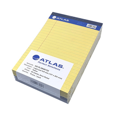 Legal pad 5x8 40 sh YW PAC 10