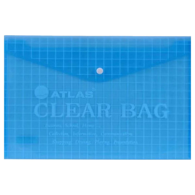 BAG MY CLEAR  FOOLSCAP WITH BUTTON ATLAS 1X12