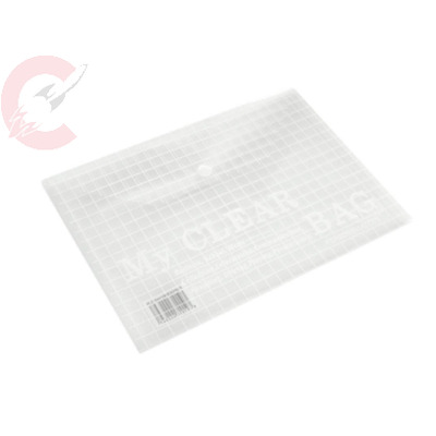 BAG MY CLEAR FOOLSCAP WITH BUTTON F1000 CLEAR 1X12