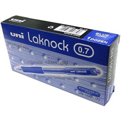 BALL PEN LAKNOCK  FINE UNI 0 .7  RETRACTABLE 1X12 BLUE