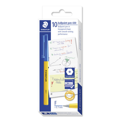 BALL PEN STICK 430  STEADTLER FINE 1X10 BLUE