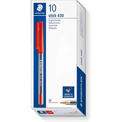 BALL PEN STICK 430  STEADTLER MEDIUM1X10 RED