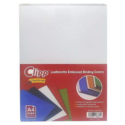 Cover Leatherette 230g A4 Pk 100 White