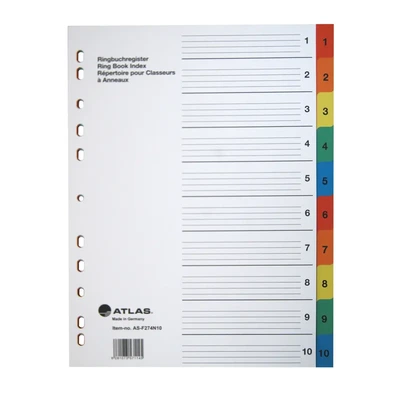 DIVIDER 1-10 MANILA COLOUR F274N10 ATLAS