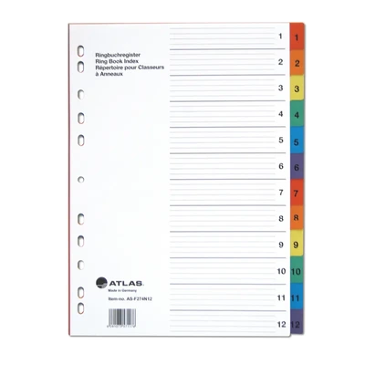 DIVIDER 1-12 MANILA COLOUR F274N12 ATLAS