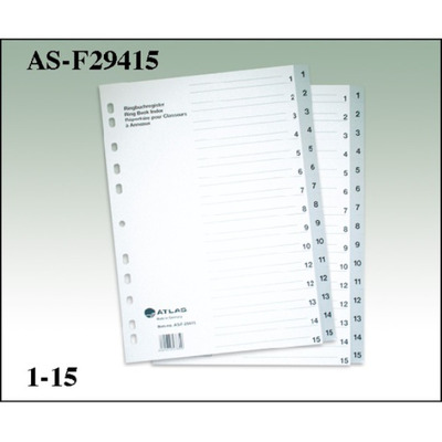 DIVIDER 1-15 PLASTIC GREY A4 F29415 ATLAS