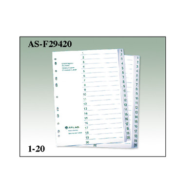 DIVIDER 1-20 PLASTIC GREY A4 F29420 ATLAS