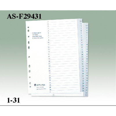 DIVIDER 1-31 NUMBER PLASTIC A4 F29431 ATLAS