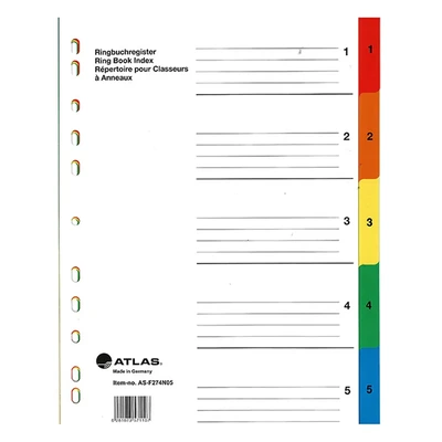 DIVIDER 1-5 MANILA COLOUR F274N05 ATLAS