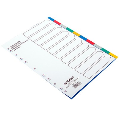 DIVIDER 10 COLOUR A4 PLASTIC MS101 MODEST