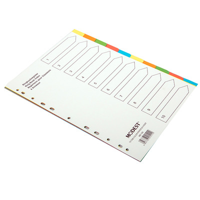 DIVIDER 10 COLOUR CARD A4 MS100 MODEST