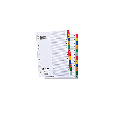 DIVIDER 12 COLOUR PLASTIC A4 F28412 ATLAS