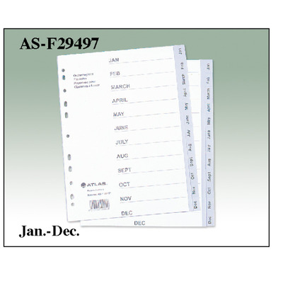 DIVIDER JAN-DEC PLASTIC GREY A4 F29497 ATLAS