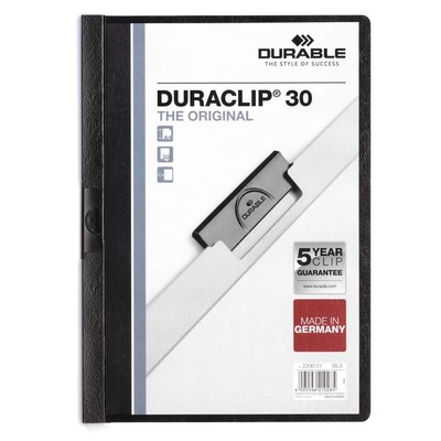 FILE DURACLIP A4 30P  BLACK-01 3MM 30 SHEETS 2200 DURABLE