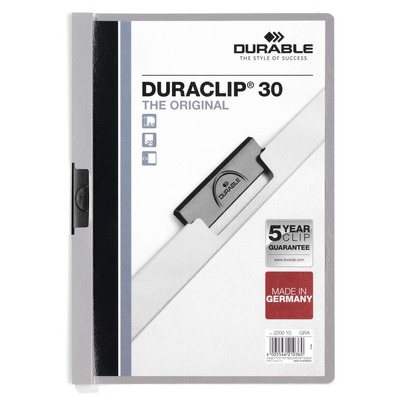 FILE DURACLIP A4 30P GREY-10 3MM 30 SHEETS 2200 DURABLE