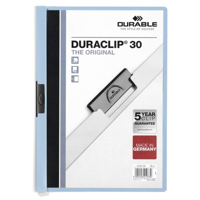 FILE DURACLIP A4 30P LIGHT BLUE-06 3MM 30 SHEETS 2200 DURABLE