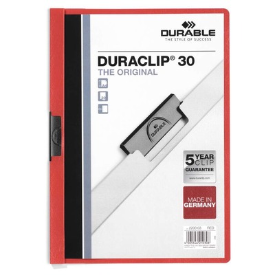 FILE DURACLIP A4 30P  RED-03 3MM 30 SHEETS 2200 DURABLE