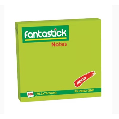 Stick Notes 3"x3" Fluor. Green Fantastick N303-GNF