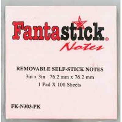 Stick Notes 3"x3" Pink Fantastick N303-pk