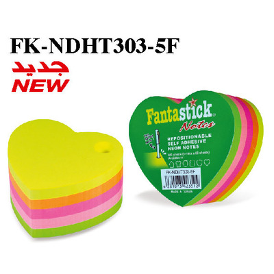 Stick Notes Fluor 5col Hearts Fantastick NDHT303-5F