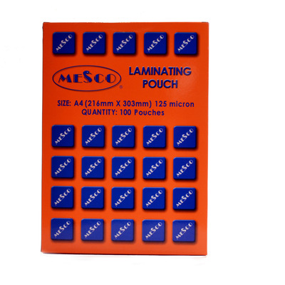 LAMINATING POUCH 216X303 MM A4 2X125 MICRON 1X100 MESCO