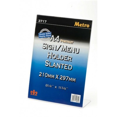 LEAFLET HOLDER A4 210X297 MM L-SHAPE CLEAR 3717 METRO