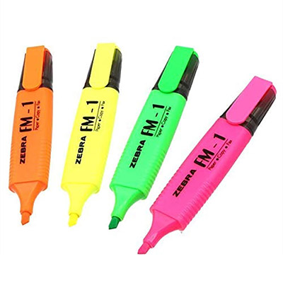 MARKER FLOURESCENT ZEBRA FM-1 1X4