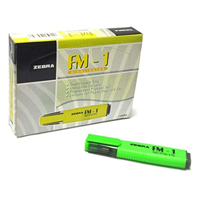 MARKER FLUORESCENT ZEBRA  FM-1 1X12 YELLOW