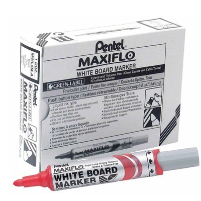 MARKER WHITE BOARD MAXIFLOW RED MWL5M FINE 1X12 PENTEL