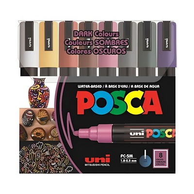 Uni Posca PC-5M Dark Colors PAC 08C