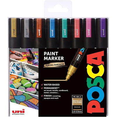 Uni Posca PC-5M Metallic Colors PAC 08C