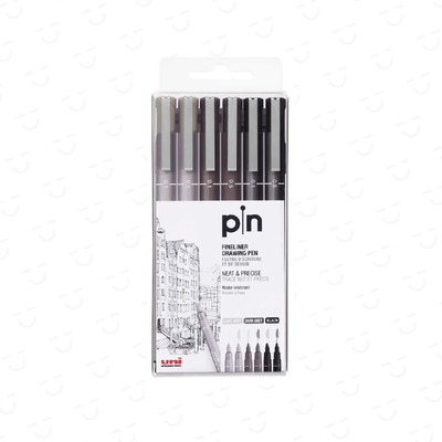 Uni Pin Fine Liner PAC 06ea BK GY 1X6