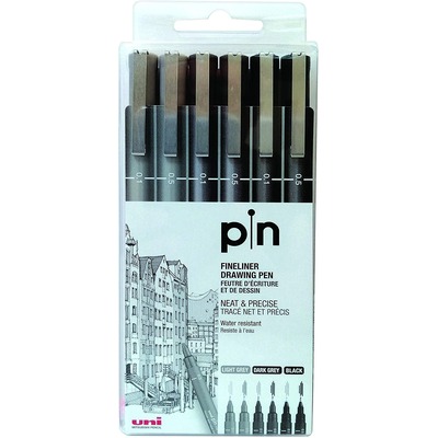 Uni Pin Fine Liner PAC 06ea BK 1X6