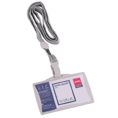 NAME BADGE 85X53 MM HARD WITH LANYARD GREY 1X50 5744 DELI