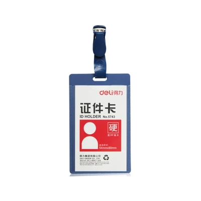 NAME BADGE 90X54 MM VERTICAL BLUE WITH CLIP 1X50 5743 DELI