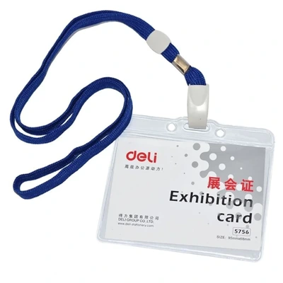 NAME BADGE 95X68 MM BLUE WITH LANYARD BLUE 1X50 DELI