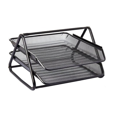 PAPER TRAY 2 TIER METAL MESH BLACK 62002 PARTNER