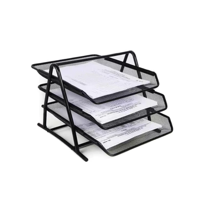 PAPER TRAY 3 TIER METAL MESH BLACK 62001 PARTNER